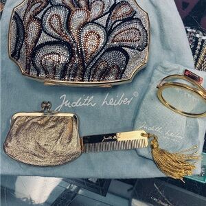 Vintage Judith Leiber Paisley Crystal Minaudière New Old Stock